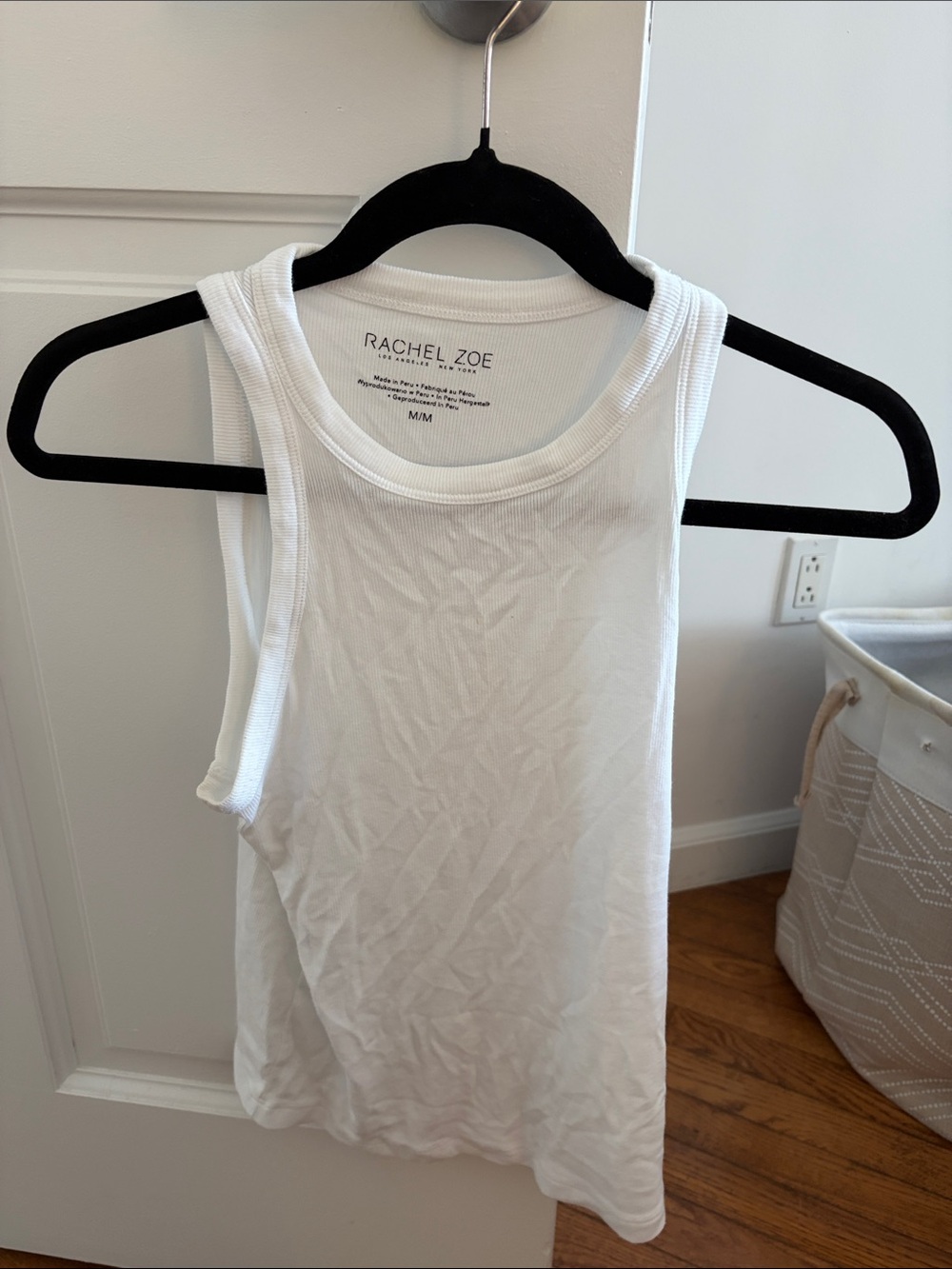 Rachel Zoe White Ribbed Crewneck Tank